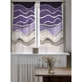 thumbnail image 4 of Purple Wave Curtains 45 Inch Length,Sheer Curtains for Bedroom Living Room Window Coastal Ombre Ocean Grey Stripes Beach Sand Rod Pocket Drapes Kitchen Curtains Small Half Window 52"x45" 2 Panels, 4 of 6