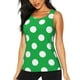 thumbnail image 1 of Fotbe Green And White Polka Dot Blusas Sin Mangas para Mujer – Estilo Casual, Corte Suelto, Slim-Fit, Cuello Redondo Deportivo, Tops de Verano para Gimnasio y Yoga-Large, 1 of 7