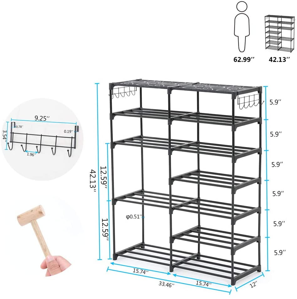 Tribesigns 7 Tiers Shoe Rack 24-30 Pairs Shoe Storage Organizer Non-Woven Shoe Shelf Boots Organizer 8 Tiers-Upgraded
