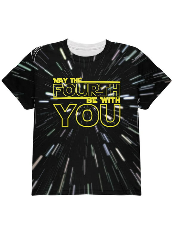 May The Fourth Be With You All Over Youth T Shirt Multi YXL