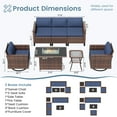thumbnail image 3 of ELPOSUN Patio Furniture 7 Pieces Wicker Outdoor Sectional Sofa Sets, Rattan Conversation Set with Fire Pit Table, Swivel Chairs for Backyard, Pool, Beige/Navy Blue/Grey（Include Waterproof Covers ）, 3 of 7