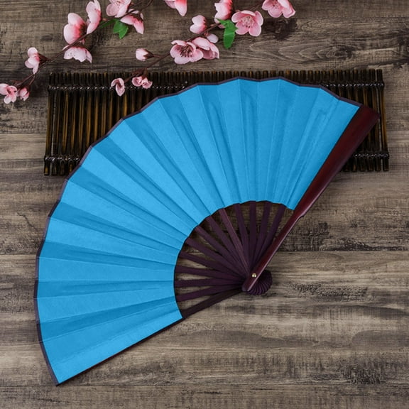 Opvise Folding Fan Smooth Opening Solid Color Decorative Bamboo Frame 10 Inches Chinese Style Handheld DIY Blank Fan Home Decor Rose Red