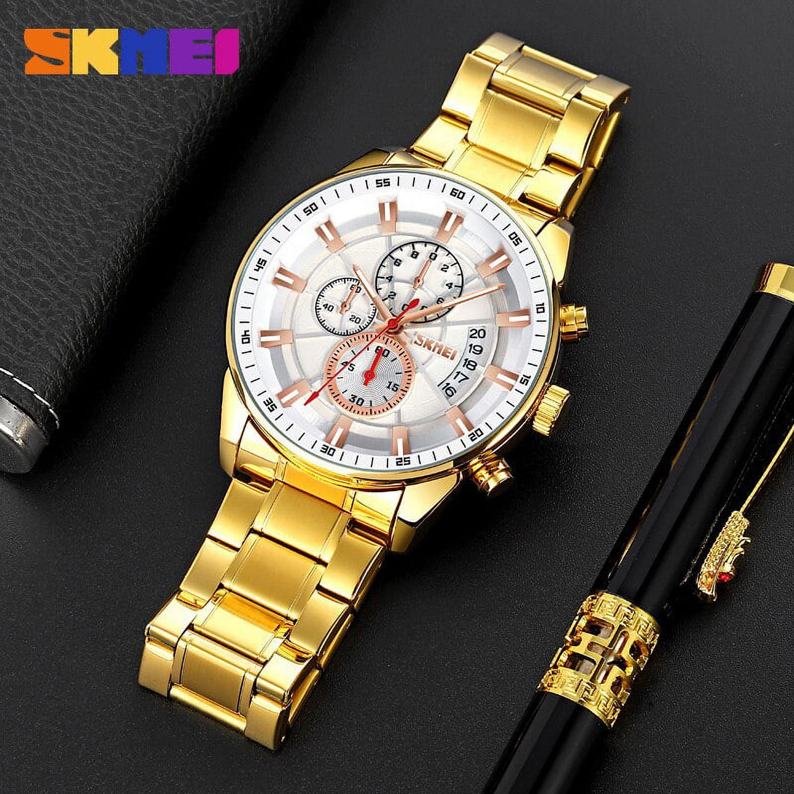Fashion Quartz Watch Luxury Brand Skmei Men's Watches Simple Dial Calendar Watch for Man Original Design Leather Wristwatch, Size: One size, Pink