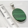 thumbnail image 3 of SilverStarJewel 925 Solid Silver Cabochon Malachite Flat Jewel Urban Style Gift Pendant 1.2 Inch, 3 of 3