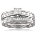thumbnail image 2 of DiamodMuse 1.00 Cttw Princess-cut & Baguette Diamond Engagement Bridal Set Wedding Ring In 14k White Gold (H-I, I1), 2 of 3