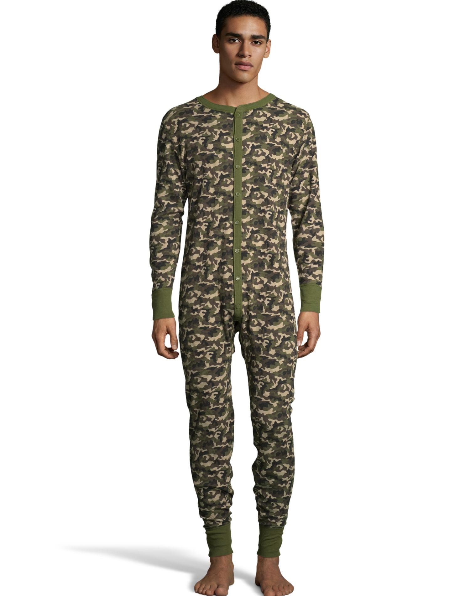 Hanes Mens Organic Cotton Camo Thermal Union Suit 14630