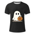 thumbnail image 4 of T-shirts for Men Halloween Ghost Pumpkin T-shirt Short Sleeved Printed Round Neck Blouses Black XXL Mens Tops, 4 of 5