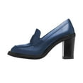 thumbnail image 3 of YDN Women Classy Chunky High Heels Pumps Round Closed Toe Slip On Oxford Loafers Daily Office Dressy Shoes Size 16 Navy, 3 of 4
