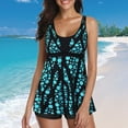 thumbnail image 2 of Womens Underwear Athletic Swimsuits for Women 2023 Women's Split Swimsuit Sky Blue Printed Tankini Two Piece Set Adult Female Clothes Sky Blue Size XL, 2 of 7