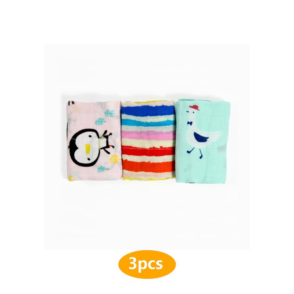 3Pcs Cotton Baby Children Wipe Cloth Infant Handkerchief Muslin Towel Baby Bibs 