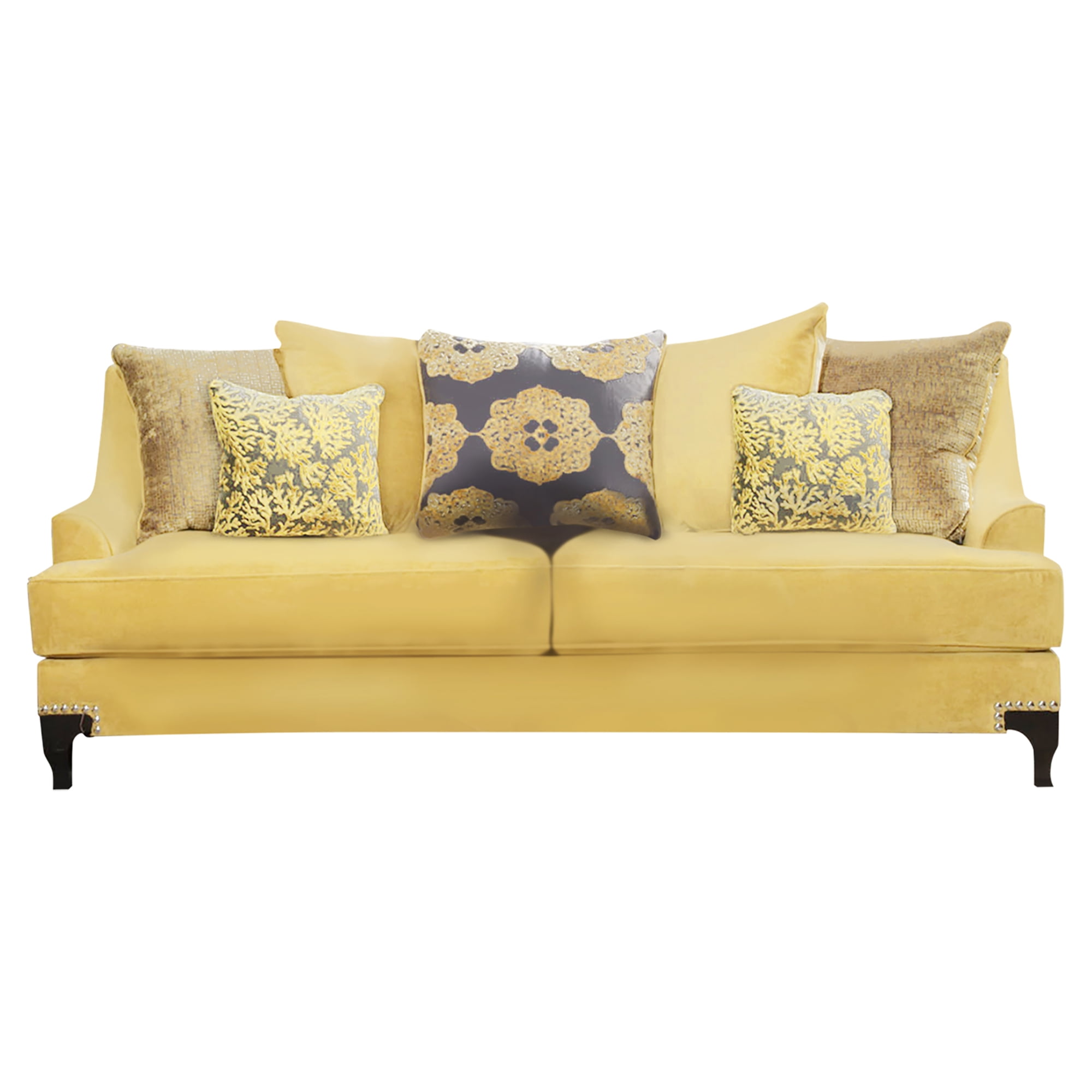 Furniture of America Traditional Fabric Upholstered Sofa, Gold
