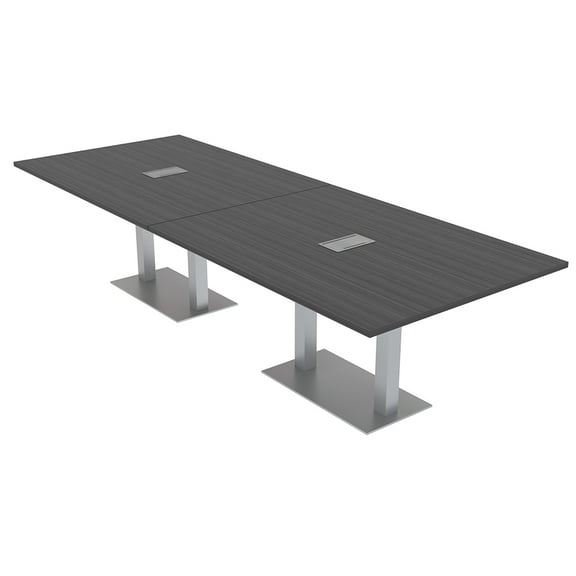 12 Person Rectangular Powered Modular Conference Table Metal Bases