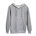 thumbnail image 2 of Men's Spring Autumn Casual Sweatshirt Fleece Hoodie Zip-up Jacket(Gray,M), 2 of 7