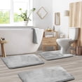 thumbnail image 4 of Clark - Juego de alfombras de baño de espuma viscoelástica para baño, terciopelo absorbente antideslizante, alfombrillas de baño de secado rápido, alfombra de baño y alfombra de contorno, juego de 3 p, 4 of 5