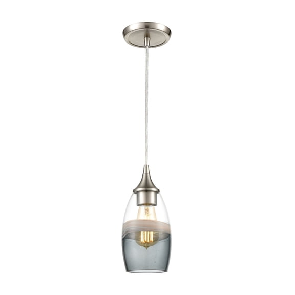 Elk Home Sutter Creek 5" 1 Light Modern Glass Mini Pendant in Nickel