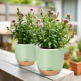thumbnail image 6 of QCQHDU 7.2 Inch Self Watering Planters for Indoor Plants with Bottom Watering,2Pack Flower Plant Pots for Outdoor with Drainage, Durable Plastic planters Pots(Green), 6 of 6