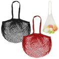 thumbnail image 1 of Uxcell 2-Pack Bolsa de Malla de Algodón, Bolsas de Compras Reutilizables y Lavables [Rojo, Negro, Asa Larga], 1 of 1