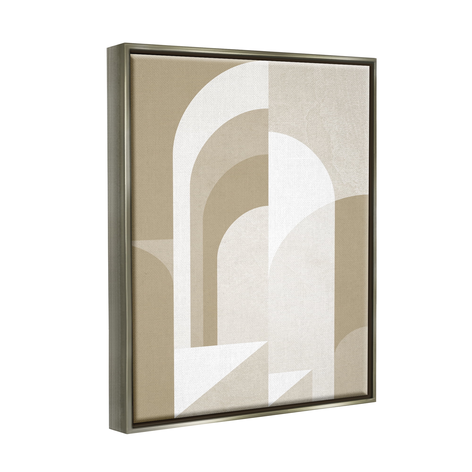 Stupell Industries Beige Abstract Arches Abstract Painting Gray Floater Framed Canvas Art Print Wall Art, 25 x 31