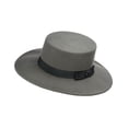 thumbnail image 3 of C.C Wool Wide Brim Porkpie Fedora Hat with Simple Band Accent - Gray, 3 of 5