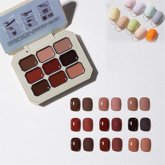 Cream Colour Nail Polish Set, Solid Cream Gel Nail Polish Palette, Long Lasting Solid Nail Polish Palette, Cream Gel Nail Polish (Type B, standard)