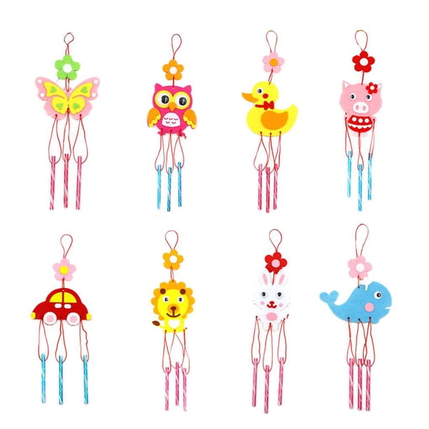 Campanillas De Viento Diy Para Niños De 8 Uds., Campanillas De Viento De Dibujos Animados Colgantes Diy Creativas Para Niños, Juegos Artesanales Para Jardín, Accesorios De Fiesta En Casa Minnieouse BA001076-00