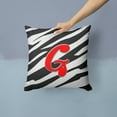 thumbnail image 2 of Caroline's Treasures CJ1024-GPW1414 Letter G Initial Monogram - Zebra Red Fabric Decorative Pillow, 14Hx14W, multicolor, 2 of 4