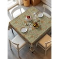 thumbnail image 2 of Boho Geometric Abstract Floral Suqare Tablecloth - 54 x 54 Inch, Vintage Ethnic Flower Textured Waterproof & StainResistant Tablecloth, Washable Oil-proof Table Cover for Dining/Party/Wedding/Buffet, 2 of 9