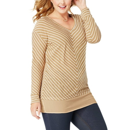 - Plus-Size Women's Lightweight V-neck Tunic with Chiffon Hem
