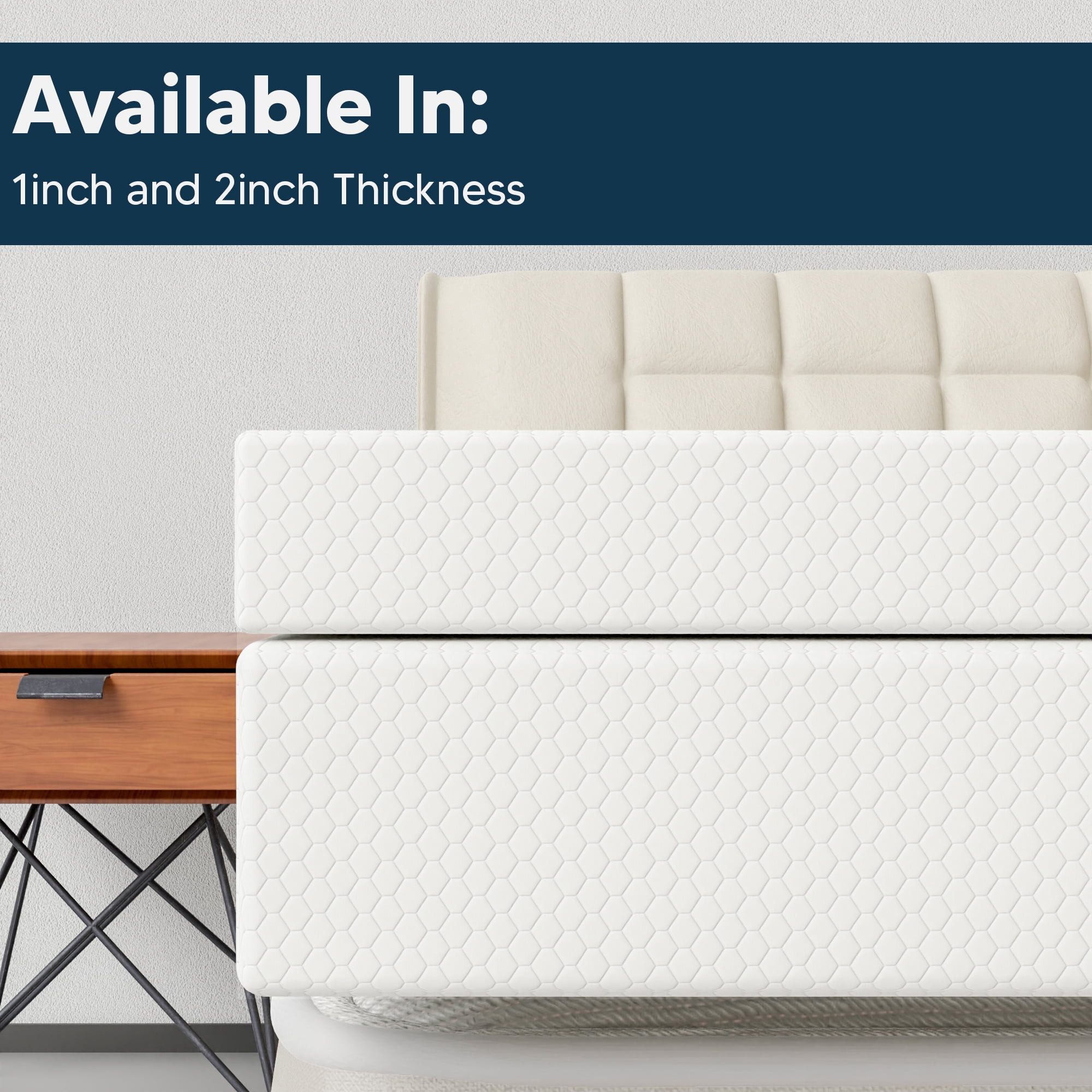 Continental Sleep, 2" Medium Firm Mattress Toppers with Breathable Cover CertiPUR-US, Full, White