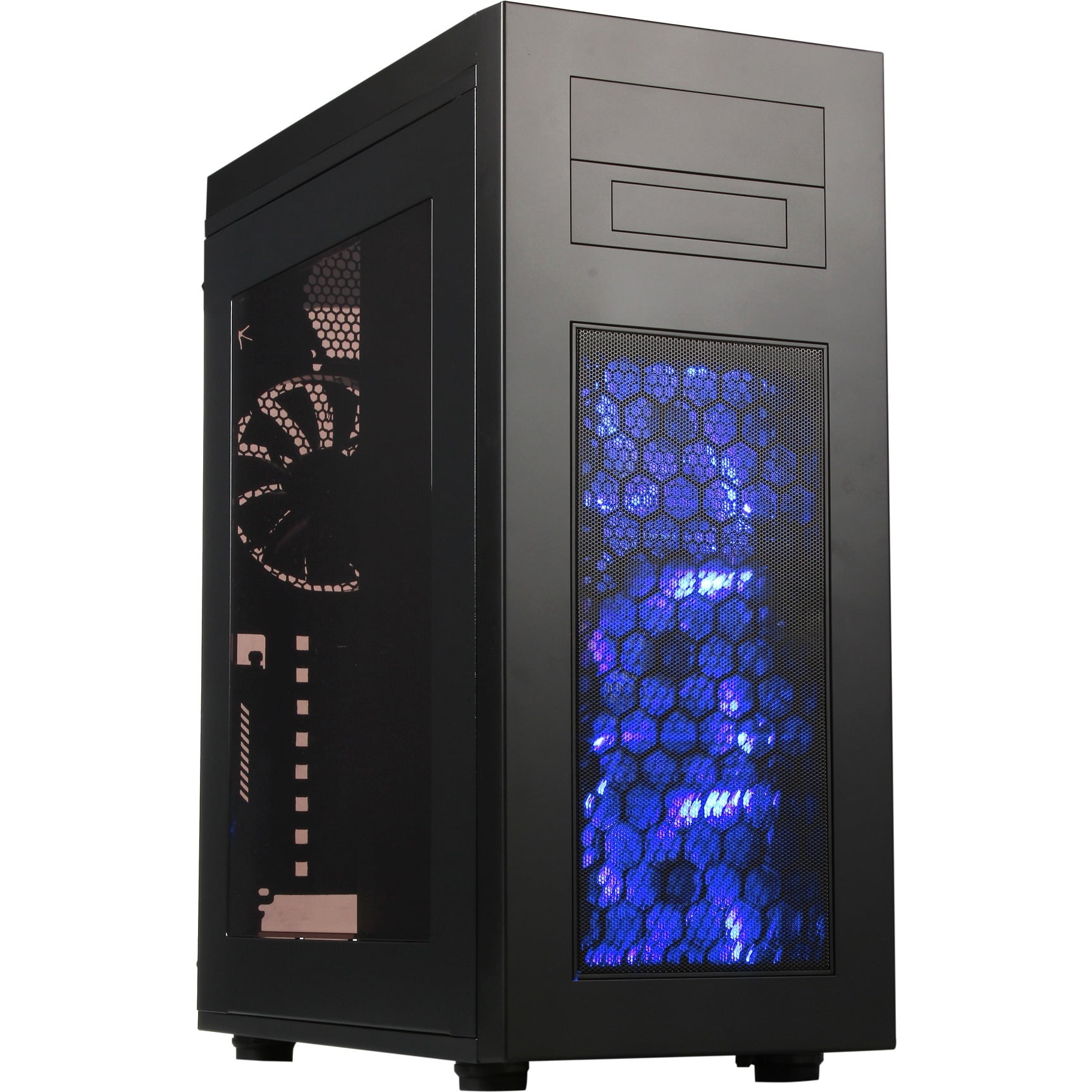 Rise Glow Atx Slim Full Tower Gaming Computer Case With Blue Led Front