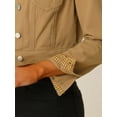 thumbnail image 5 of DARING DIVA Women's Button Down Long Sleeve Cropped Denim Jacket XS Khaki, 5 of 6