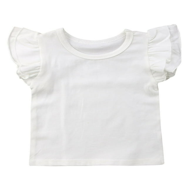 Haut Basique à Volants pour Bébé Fille, T-Shirt Blouse Décontractée