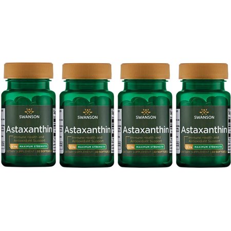 Swanson Astaxanthin - Maximum Strength 12 mg 30 Sgels 4 Pack