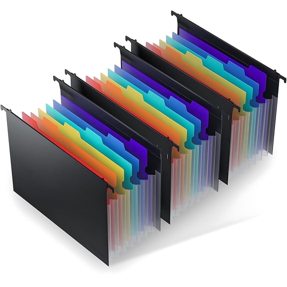 Ktinnead 3 Pack Expanding Hanging File Folders for Filing Cabinet 7 Pockets Accordian Dividers Folder Multi-Color Tabs Large Capacity Hanging Organizer Letter Size for Office Home