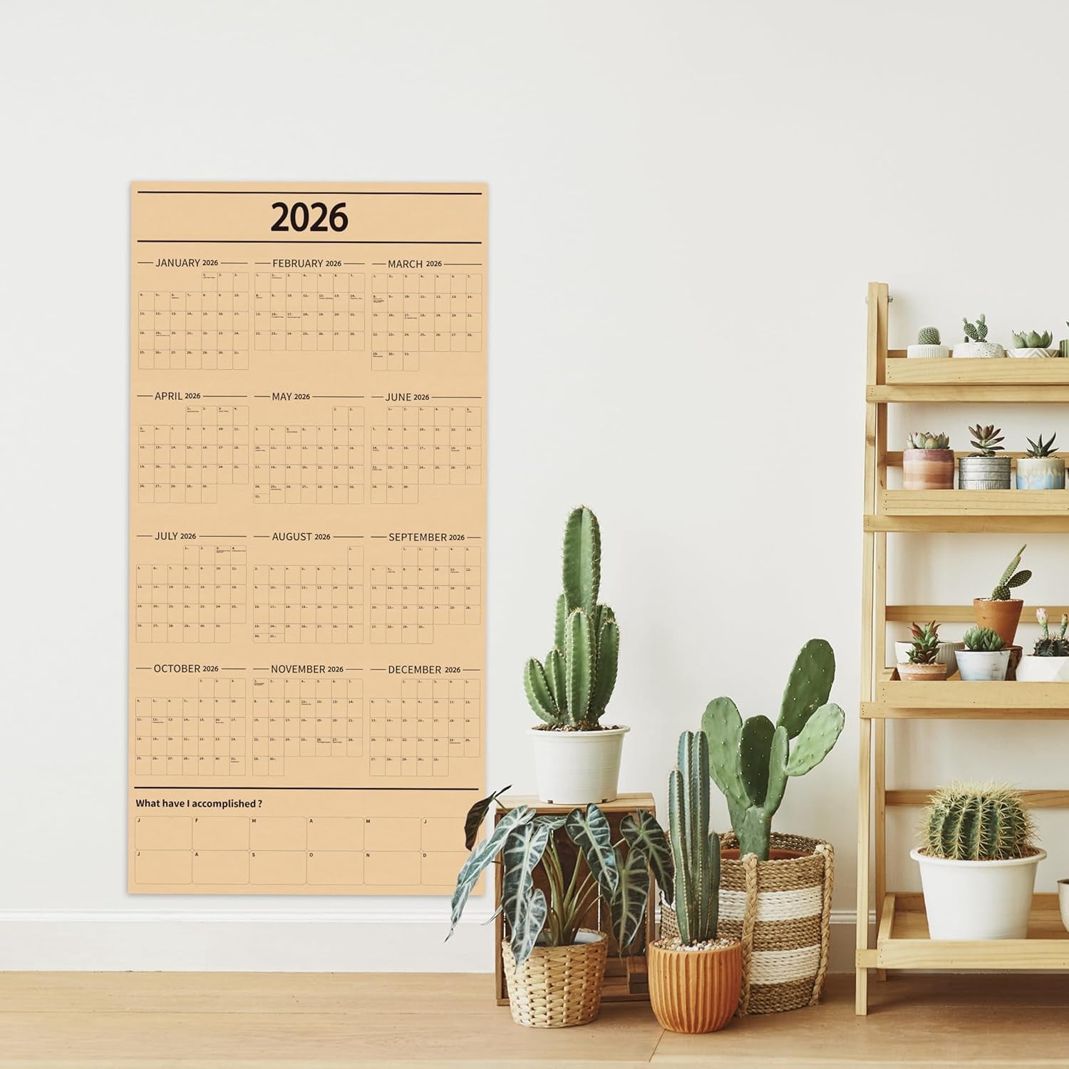 Large Yearly Wall Calendar 2026, Full Year Calendar One Page, Jan 2026- Dec 2026, Annual Wall Planner 2026, 24"X 48" 12-Month Planner with Stickers