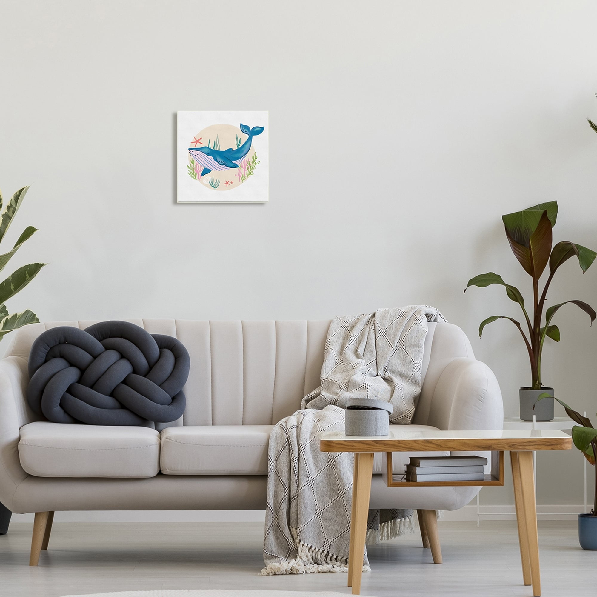 Stupell Industries Joyous Whale Roaming Seaweed Deep Ocean Marine Mammal,12 x 12, Design by Deborah Curiel