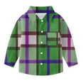 thumbnail image 3 of Cethrio Kids Boys Plaid Shirts, Collared Casual Long Sleeve 2025 Button Down Shirts Green Size 2-3 T, 3 of 5