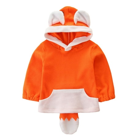

elfinBE Unisex Baby Toddler Fleece Hooded Cartoon Long Sleeve 1 Piece Top 6-24M