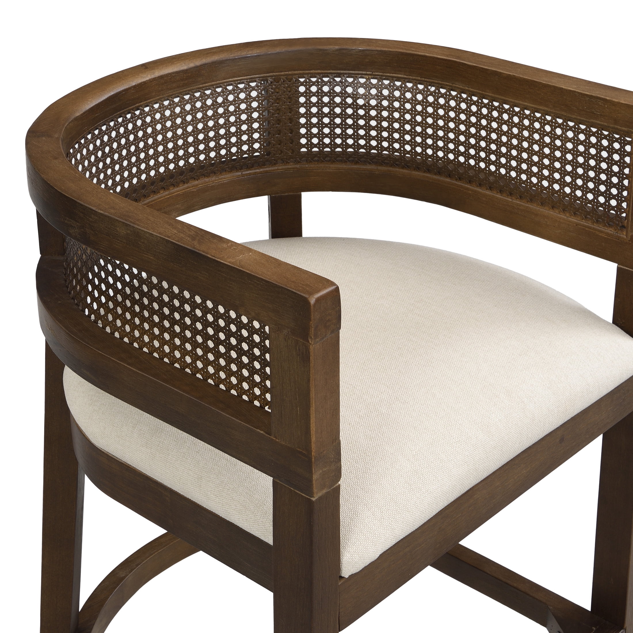 Christopher Knight Home 29.5" Upholstered Bar Stools, Wood Frame with Rattan Back, Walnut, Set of 2