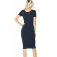 thumbnail image 3 of Yayun Womens Short Sleeve Bodycon Fitted Knee Length Midi Dress, 3 of 5