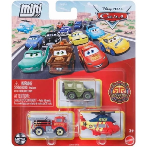 Disney/Pixar Cars Die Cast Metal Mini Racers Sarge, Red & Rotor Turbosky Car 3-Pack