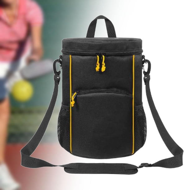 Bolsa de almacenamiento Colamx para pelotas de tenis nailon negro con correa de hombro ajustable