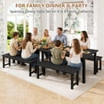 thumbnail image 4 of UHOMEPRO Dining Table Set for 4, Kitchen Table with 2 Benches, Modern Dining Room Table Set with Metal Frame, Breakfast Nook Furniture Set for Home Cafeteria Bar Kitchen, Black, 4 of 12