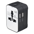 thumbnail image 1 of Adaptador de viaje Adaptador de cargador universal de plástico ABS Convertidor de viaje USB dual portátil, Blanco y negro Vogacara EL001115-02B, 1 of 2