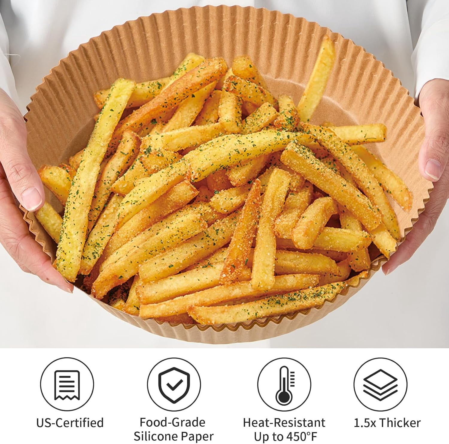 JJEAN-250 Pcs 7.9 Inch Round Air Fryer Liners Disposable for Home Bakers - Thickened Silicone Oil Paper - Withstands up to 450°F Heat - for Air Fryer 5 to 8 Qt
