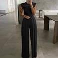 thumbnail image 2 of HXWCHs Women's Business Casual Jumpsuit, Elegant Women's Sleeveless Jumpsuit with Ruffle and Lace Featuring Straight Leg Trousers XXL Black, 2 of 5