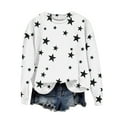 thumbnail image 5 of FAOWME Womens Pullover Long Sleeve Round Neck Star Print Loose Fit Fashion Comfortable Sweatshirt For Autumn Winter Daily Wear White S, 5 of 5
