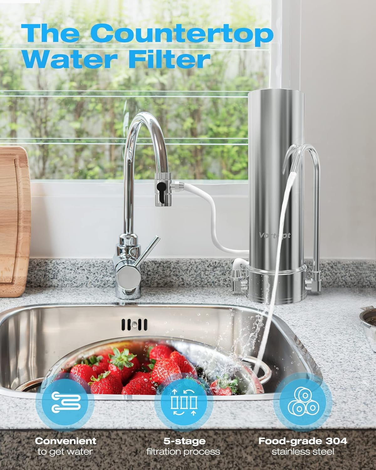 Vortopt F7 Replacement Filter, NSF Certified, 6-8 Months Lifetime, Reduces chlorine, taste, and odor (1 Included)