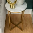 thumbnail image 5 of Table d'Appoint Ronde Moderne 16 Pouces en Faux-Marbre Blanc avec Base Dorée, 5 of 5