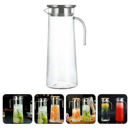 EXHUMKY Pitcher Jug with Lid Stainless Steel Silver 1Set